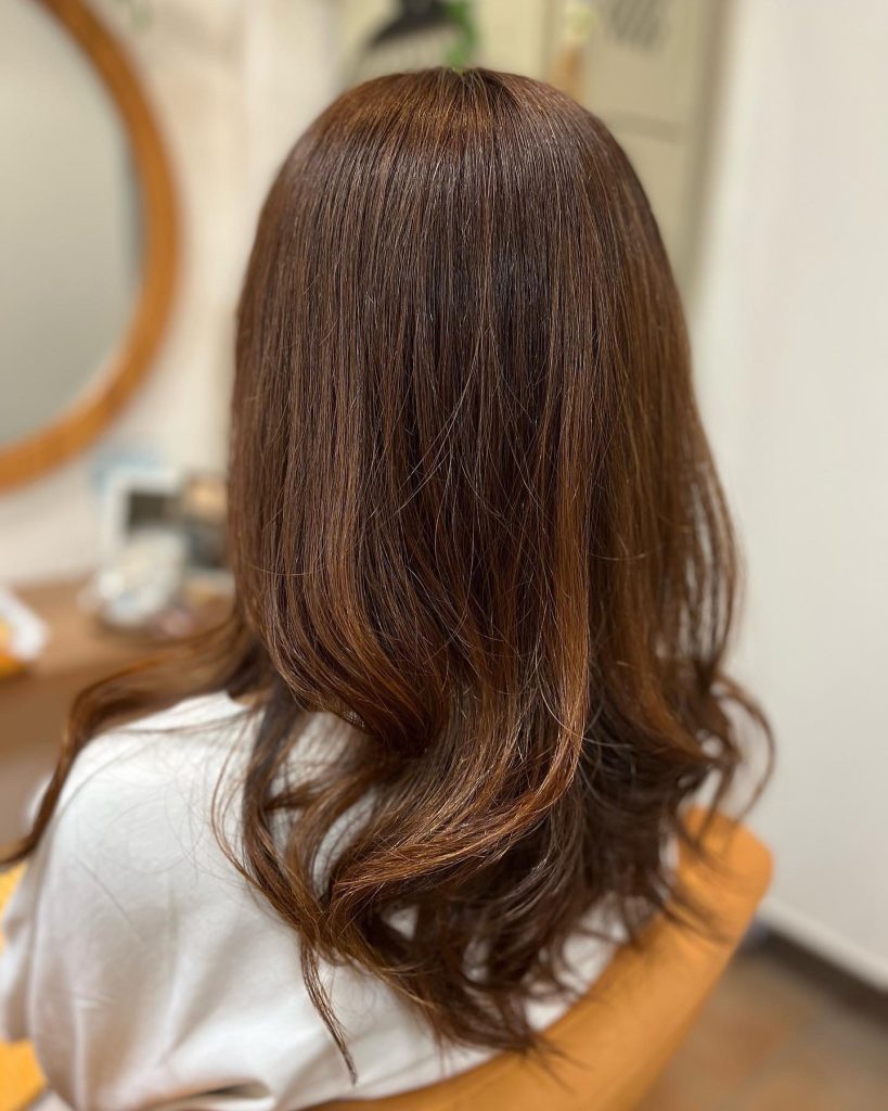 13 モーブブラウンカラー Hair Make Give Charm ギブチャーム 守山市 美容室 託児サービス